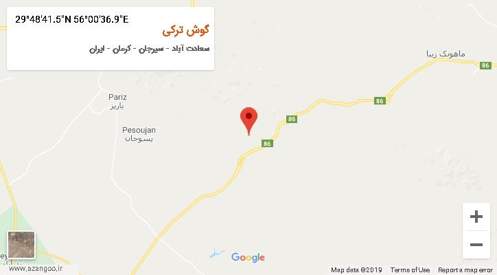 روستای گوش ترکی بر روی نقشه