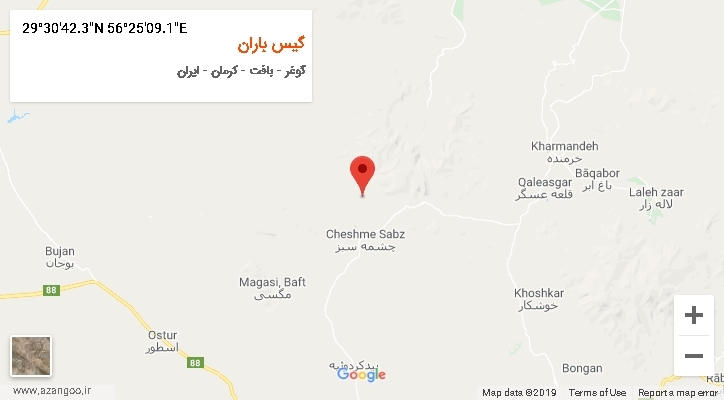 روستای گیس باران بر روی نقشه