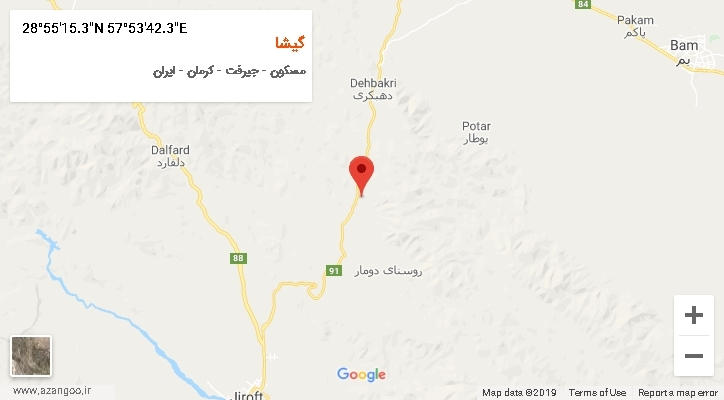 روستای گیشا بر روی نقشه