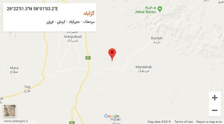 روستای گزآباد بر روی نقشه