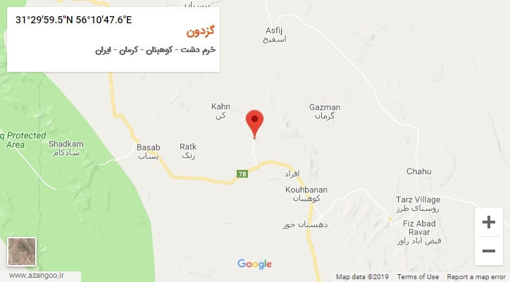 روستای گزدون بر روی نقشه