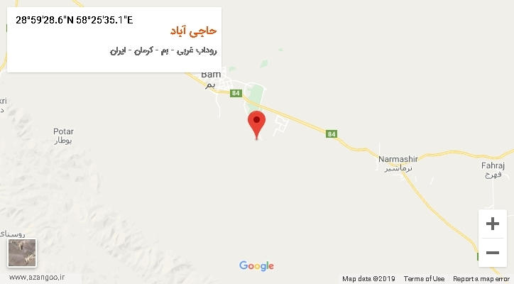 روستای حاجی آباد بر روی نقشه