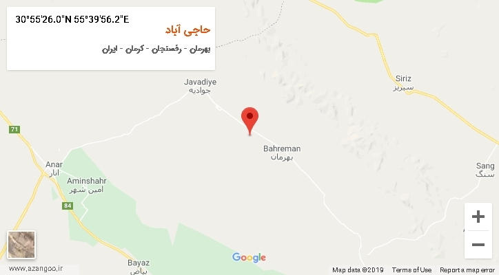 روستای حاجی آباد بر روی نقشه