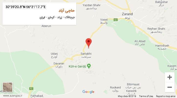 روستای حاجی آباد بر روی نقشه