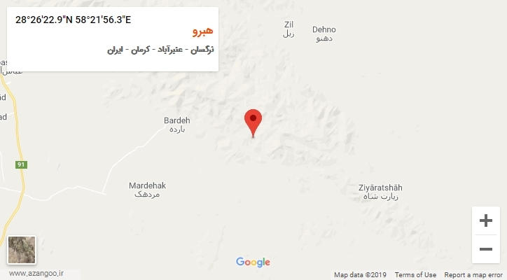 روستای هبرو بر روی نقشه