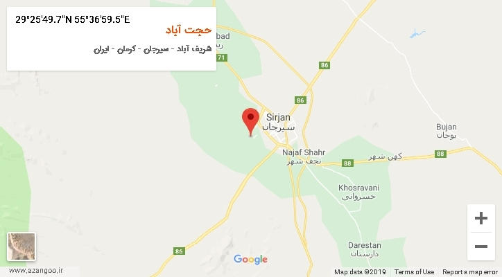 روستای حجت آباد بر روی نقشه