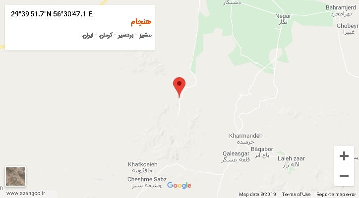 روستای هنجام بر روی نقشه