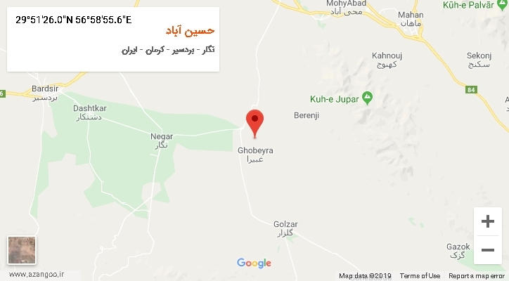 روستای حسین آباد بر روی نقشه