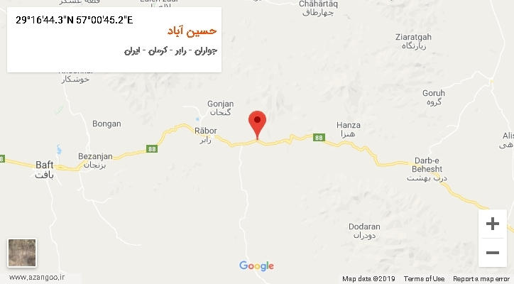 روستای حسین آباد بر روی نقشه