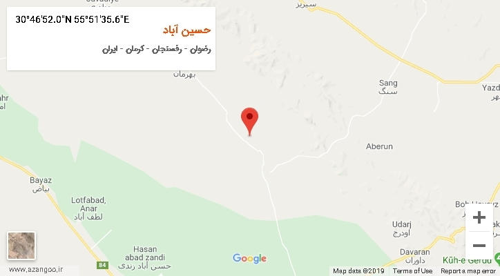 روستای حسین آباد بر روی نقشه