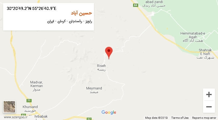 روستای حسین آباد بر روی نقشه