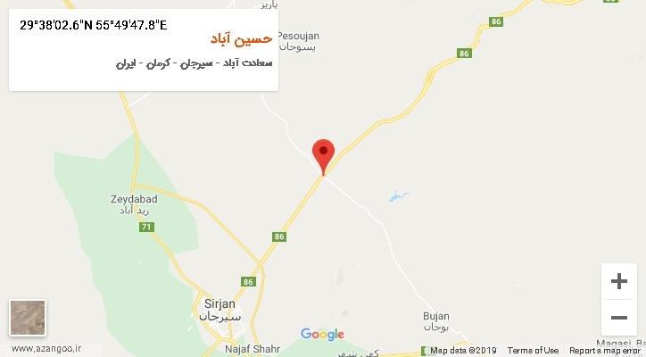 روستای حسین آباد بر روی نقشه