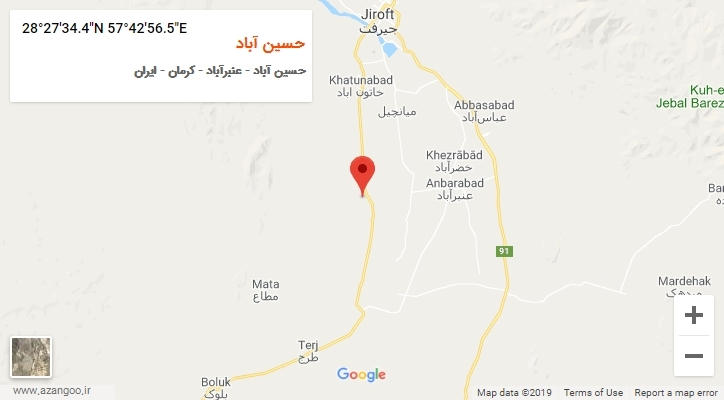 روستای حسین آباد بر روی نقشه