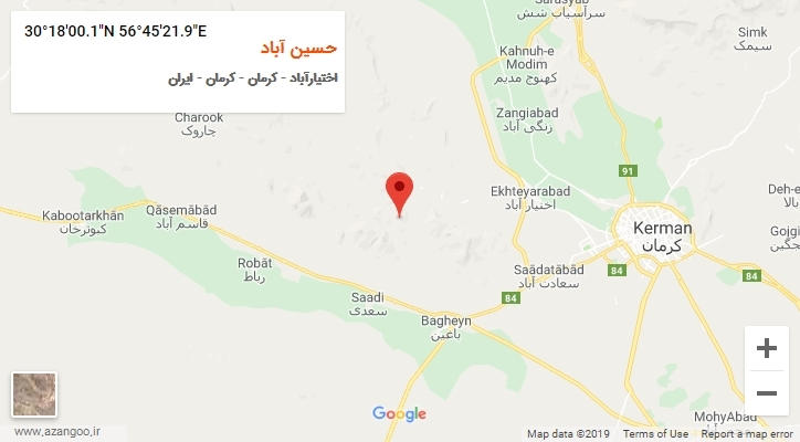 روستای حسین آباد بر روی نقشه