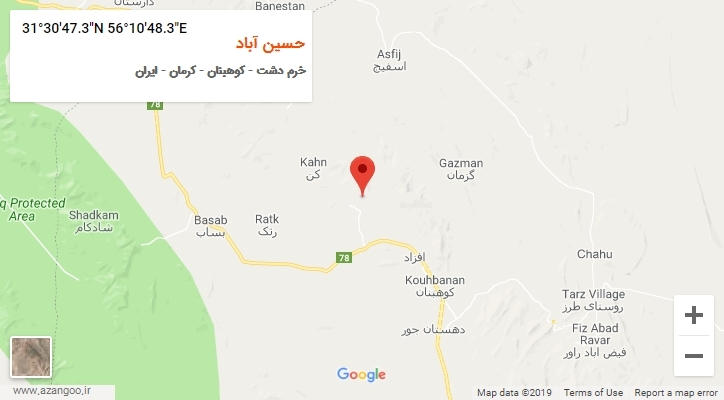 روستای حسین آباد بر روی نقشه