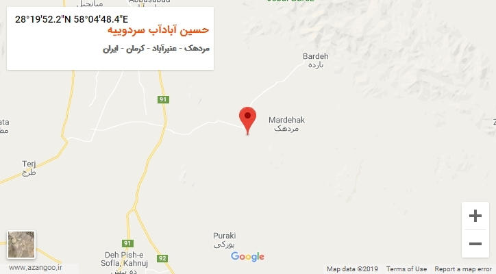 روستای حسین آبادآب سردوییه بر روی نقشه