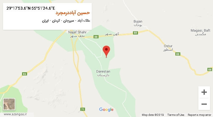 روستای حسین آباددرمجرد بر روی نقشه
