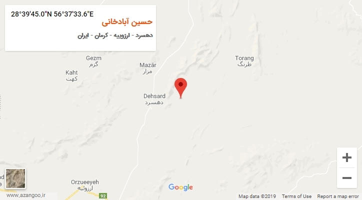 روستای حسین آبادخانی بر روی نقشه