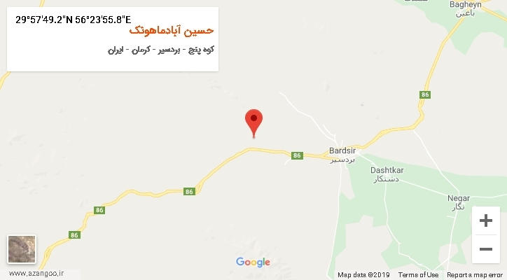 روستای حسین آبادماهونک بر روی نقشه