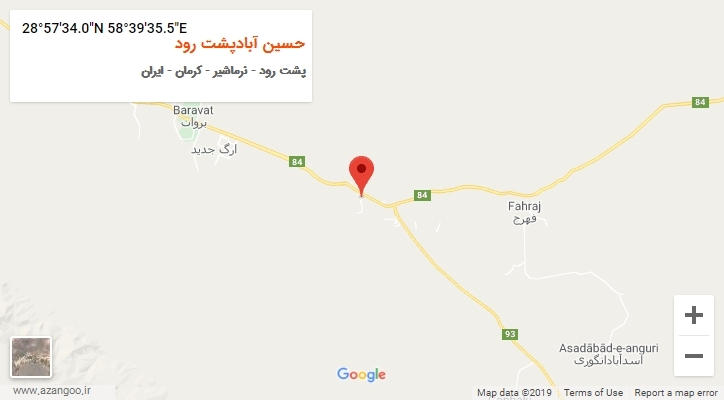 روستای حسین آبادپشت رود بر روی نقشه