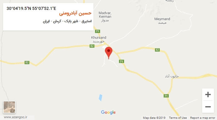 روستای حسین آبادرومنی بر روی نقشه