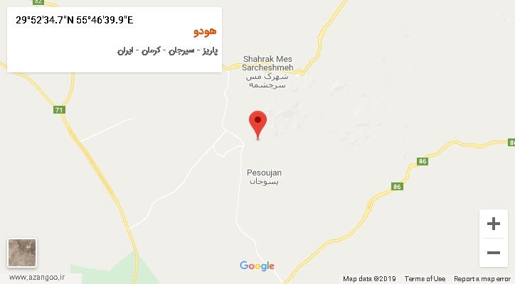 روستای هودو بر روی نقشه