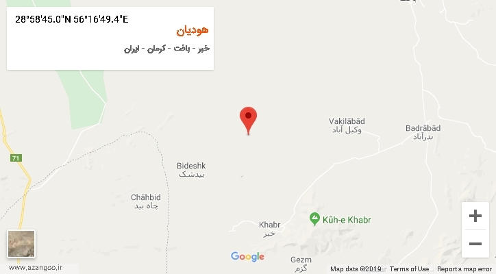 روستای هودیان بر روی نقشه