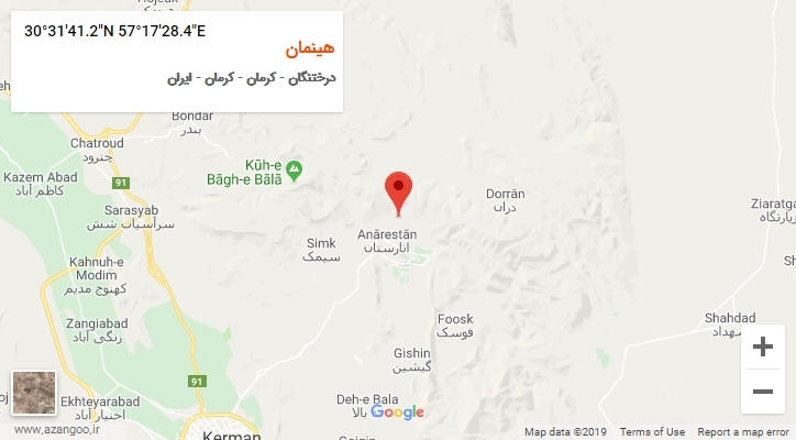 روستای هینمان بر روی نقشه