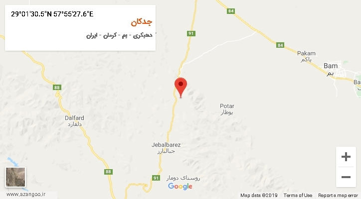 روستای جدکان بر روی نقشه