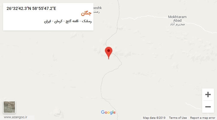 روستای جگان بر روی نقشه