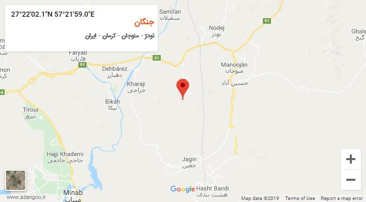 روستای جنگان بر روی نقشه