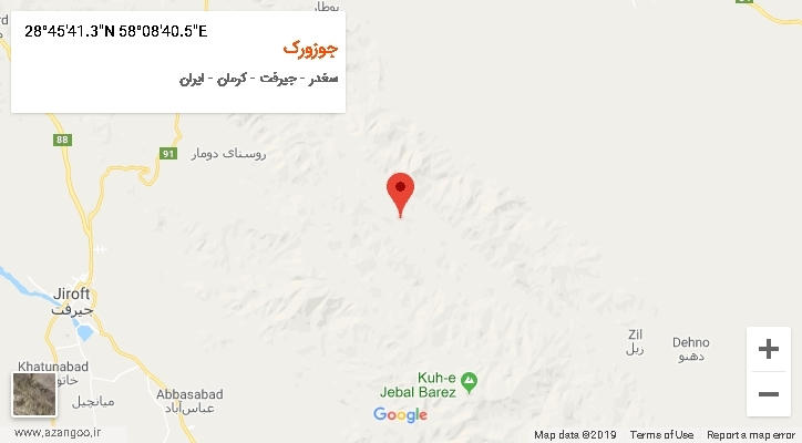 روستای جوزورک بر روی نقشه