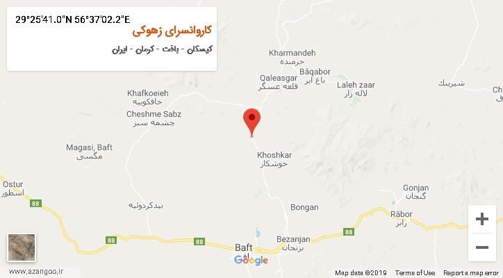 روستای کاروانسرای زهوکی بر روی نقشه