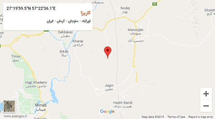 روستای کاریزا بر روی نقشه