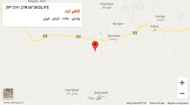 روستای کاظم آباد بر روی نقشه