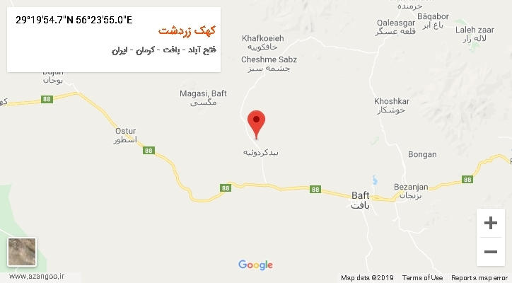 روستای کهک زردشت بر روی نقشه