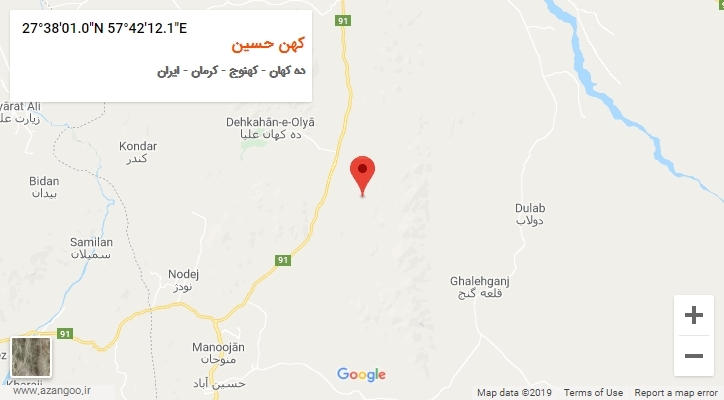 روستای کهن حسین بر روی نقشه