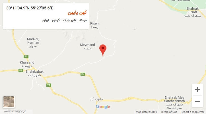 روستای کهن پایین بر روی نقشه