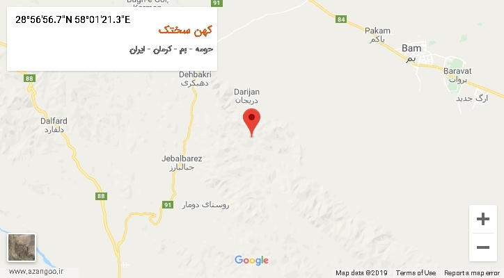 روستای کهن سختک بر روی نقشه