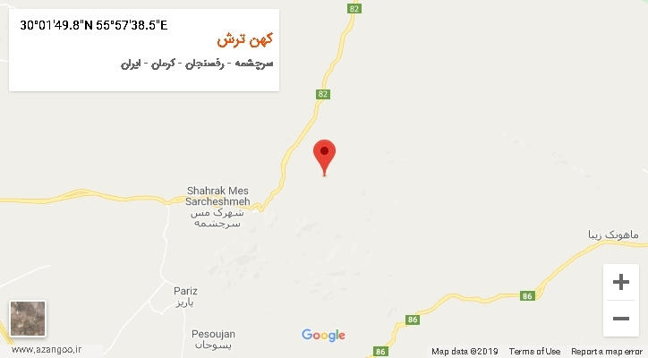 روستای کهن ترش بر روی نقشه