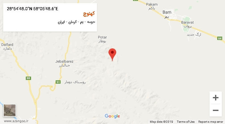 روستای کهنوج بر روی نقشه