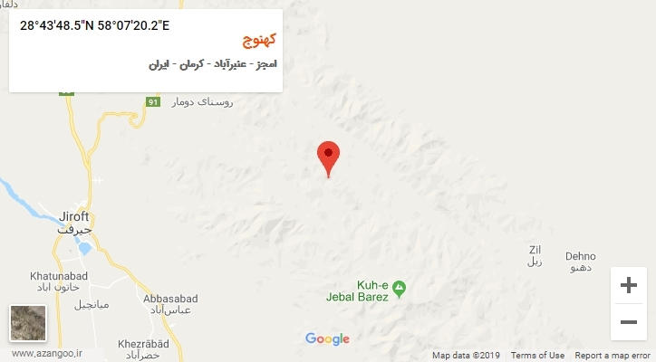 روستای کهنوج بر روی نقشه