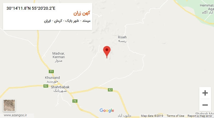 روستای کهن زران بر روی نقشه