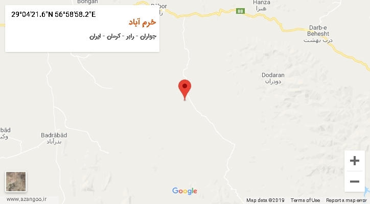 روستای خرم آباد بر روی نقشه