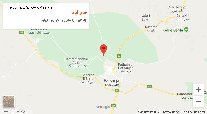 روستای خرم آباد بر روی نقشه