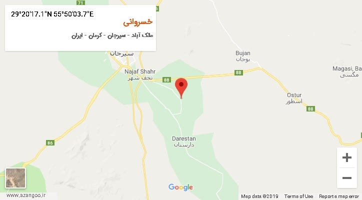 روستای خسروانی بر روی نقشه