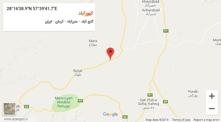 روستای کهورآباد بر روی نقشه