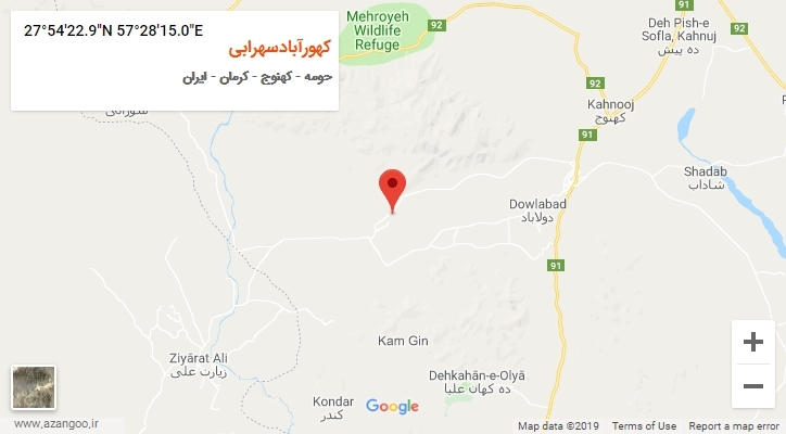 روستای کهورآبادسهرابی بر روی نقشه