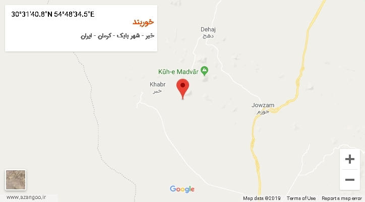 روستای خوربند بر روی نقشه