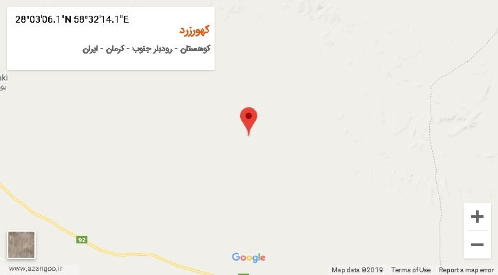 روستای کهورزرد بر روی نقشه